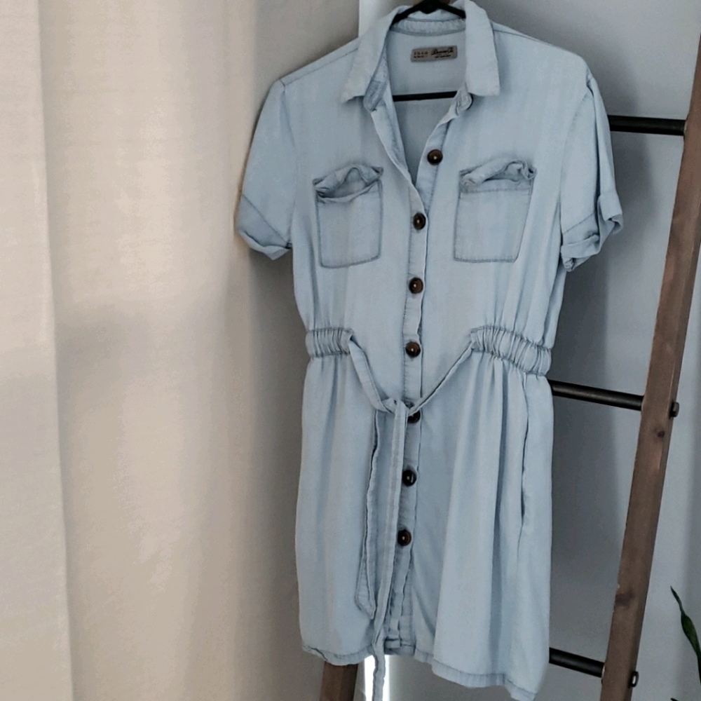 Soft Denim Blue Button Down Summer Dress
